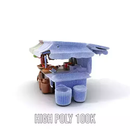 Colorful Market Stall model pack Low-poly 3D model 4