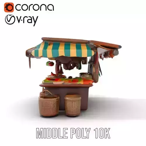 Colorful Market Stall model pack Low-poly 3D model 6