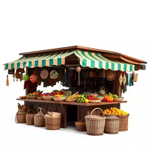 Colorful Market Stall model pack Low-poly 3D model 2