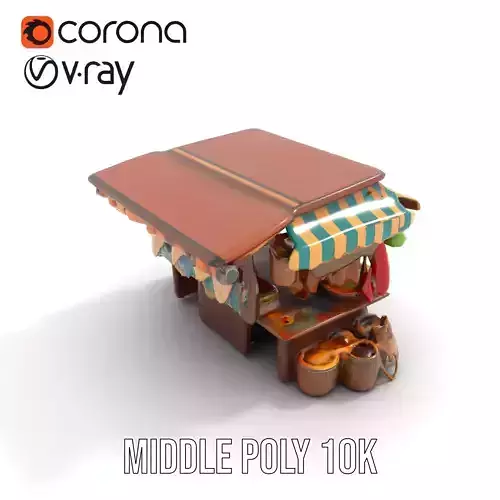 Colorful Market Stall model pack Low-poly 3D model 5