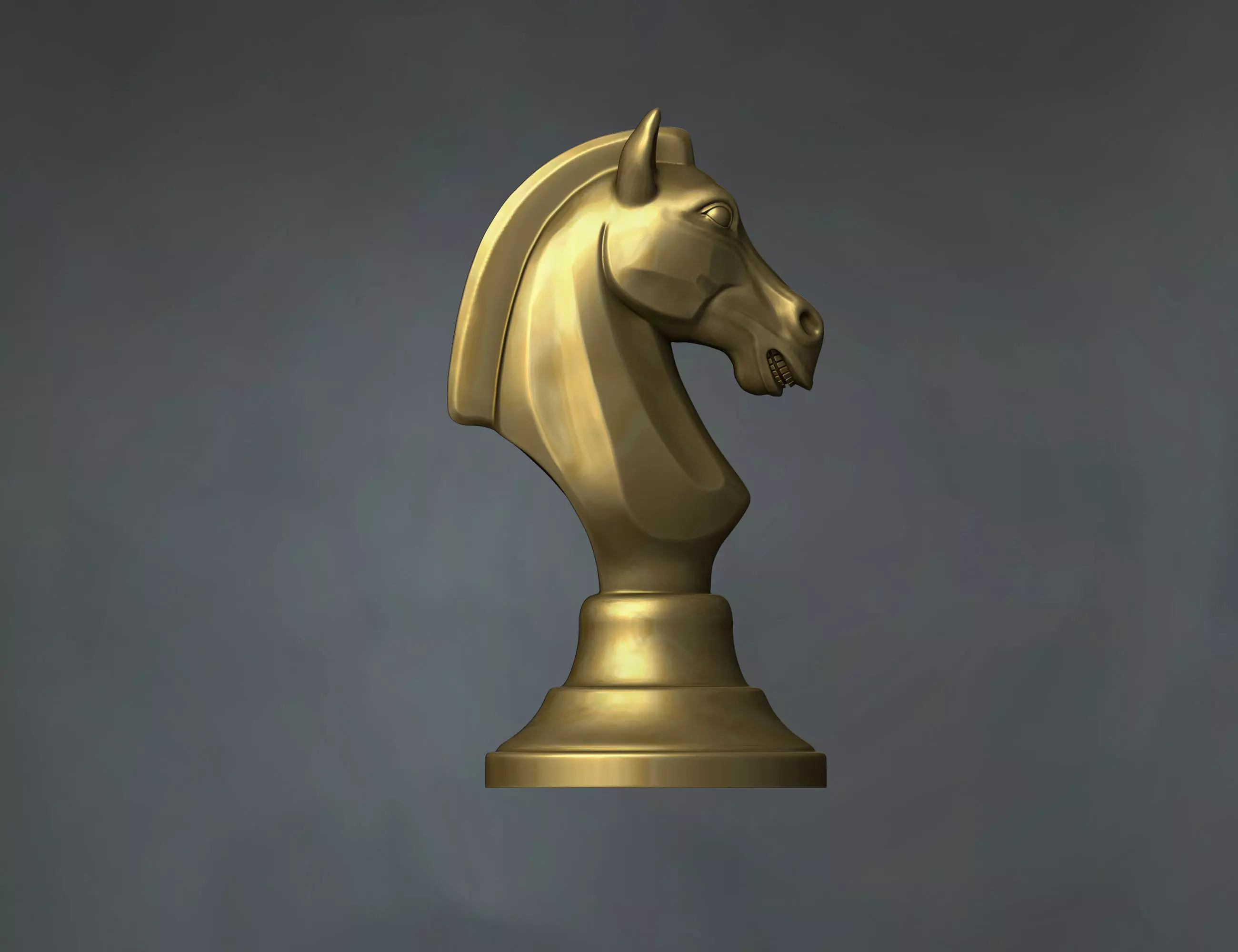 Horse head chess piece sculpture 3D print model_3