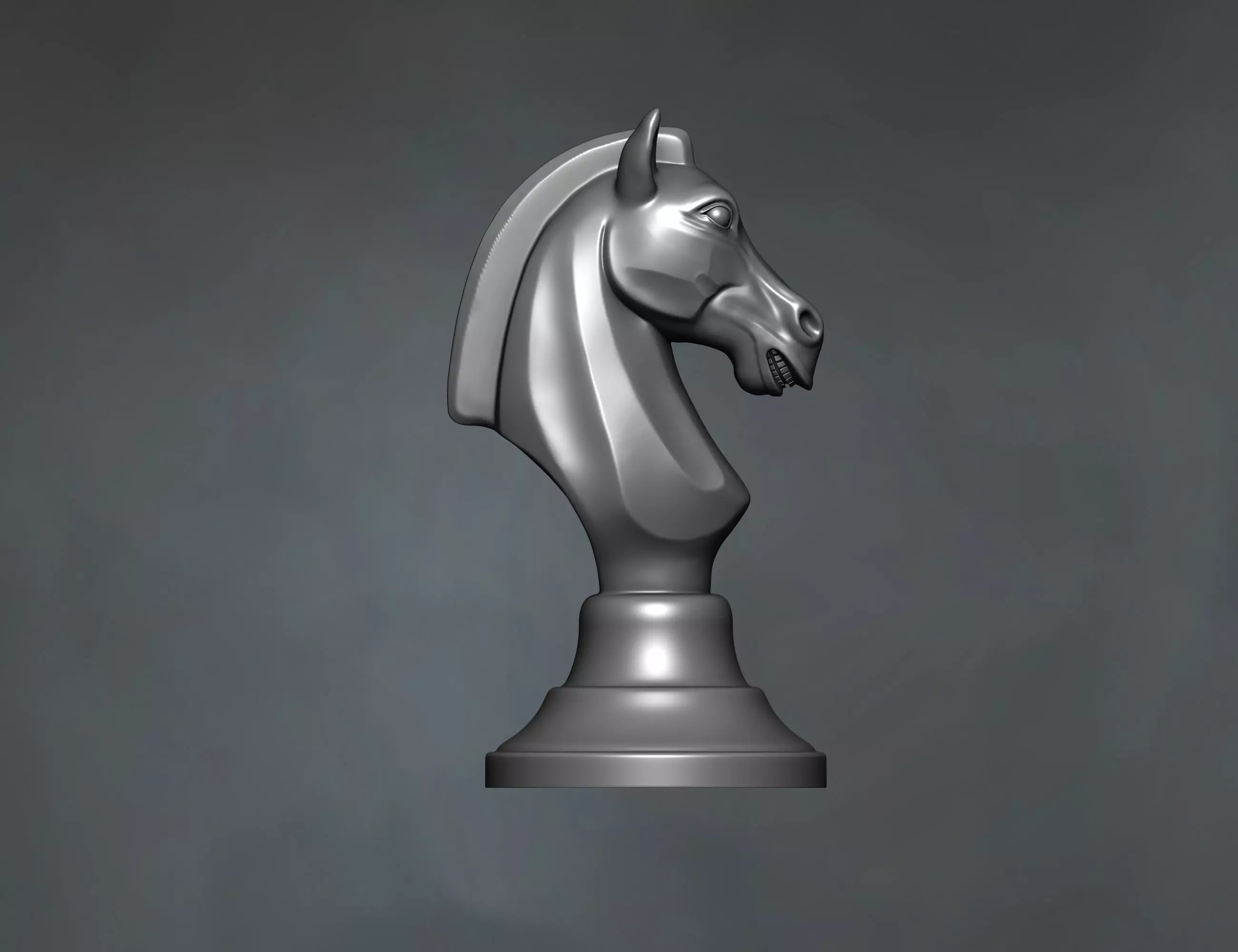 Horse head chess piece sculpture 3D print model_4