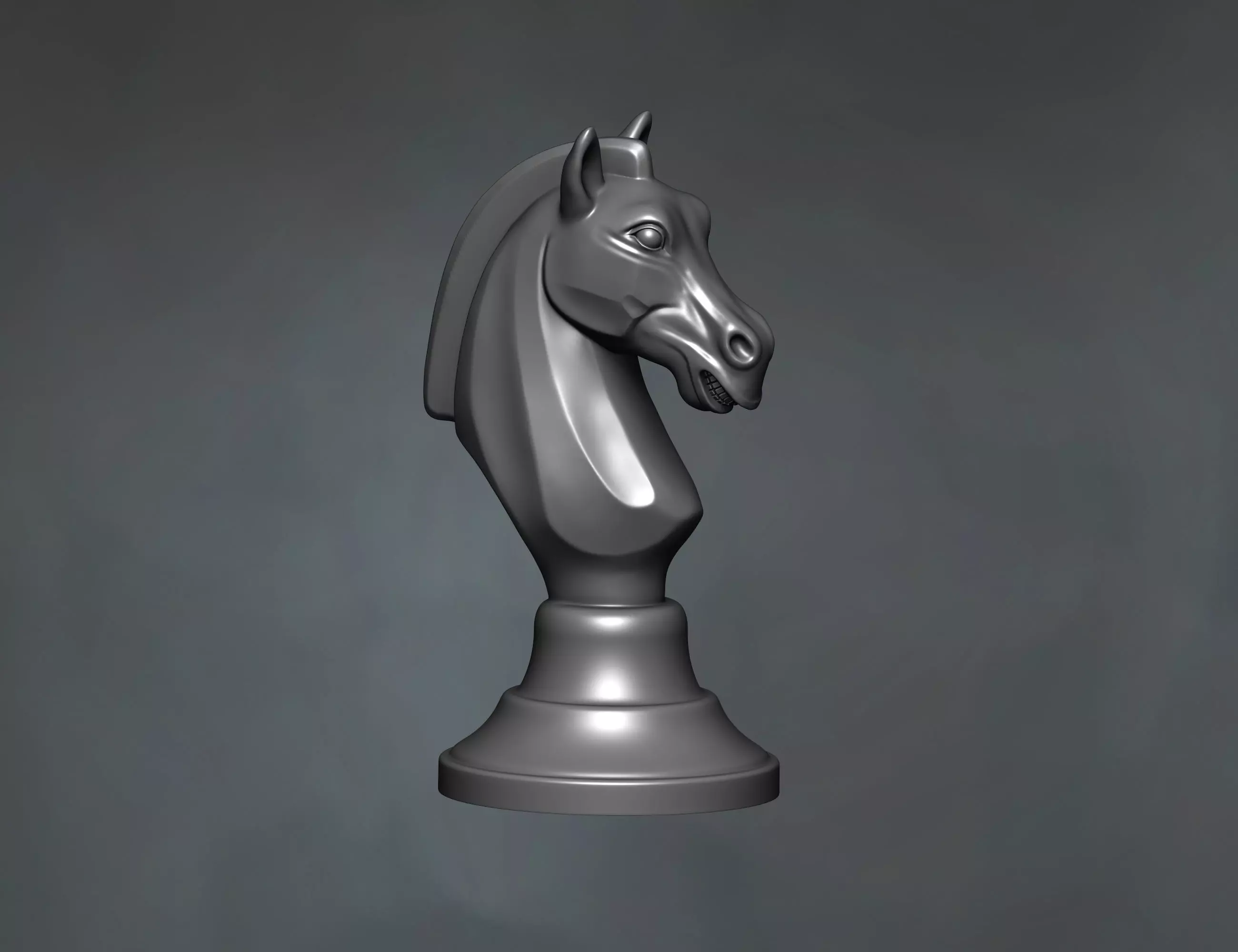 Horse head chess piece sculpture 3D print model_2