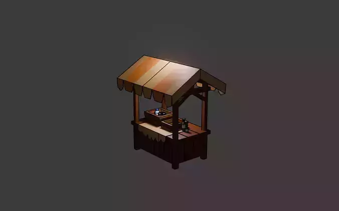 Stylized Low Poly Market Stall