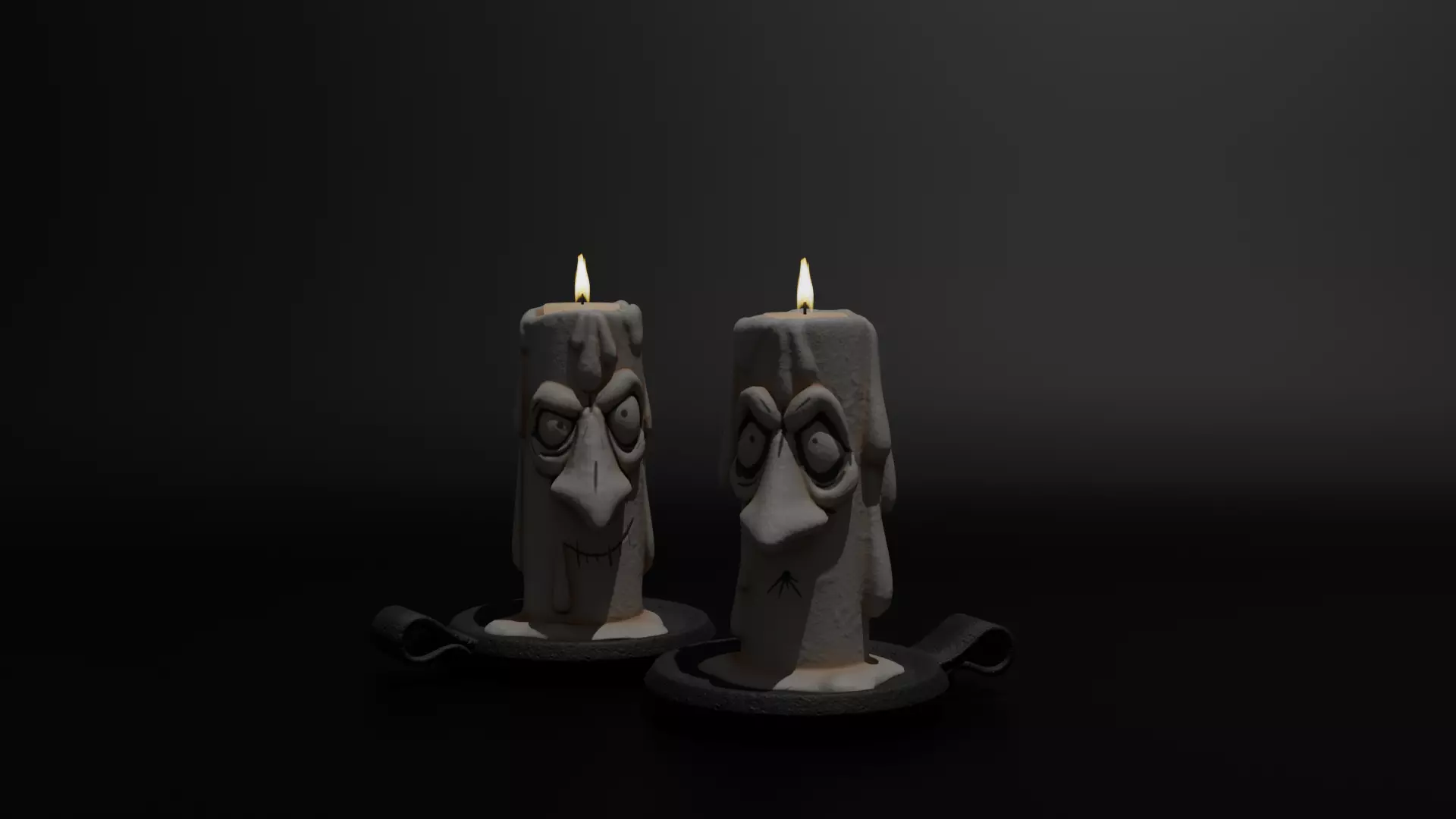 Stylized Halloween Candles Low-poly 3D model_9