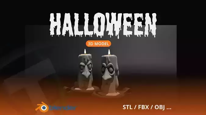 Stylized Halloween Candles Low-poly 3D model Stylized Halloween Candles Low-poly 3D model