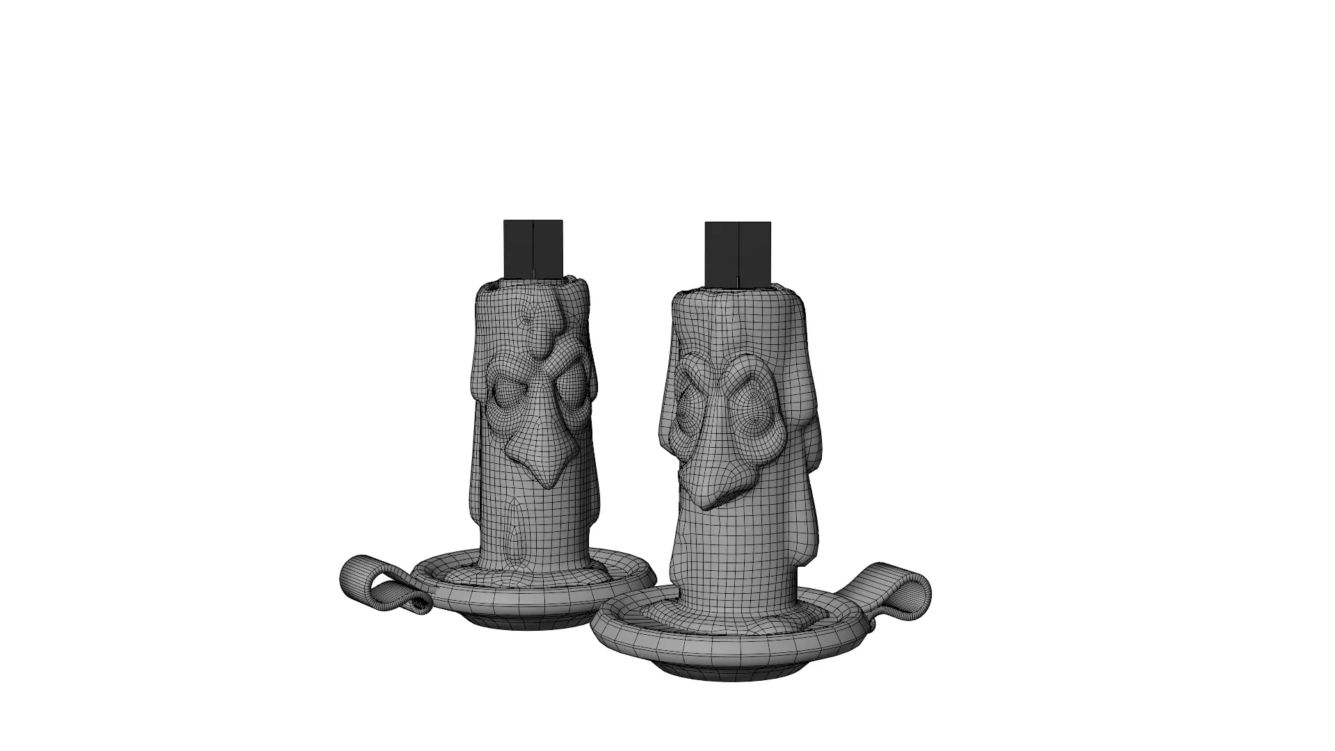 Stylized Halloween Candles Low-poly 3D model_3
