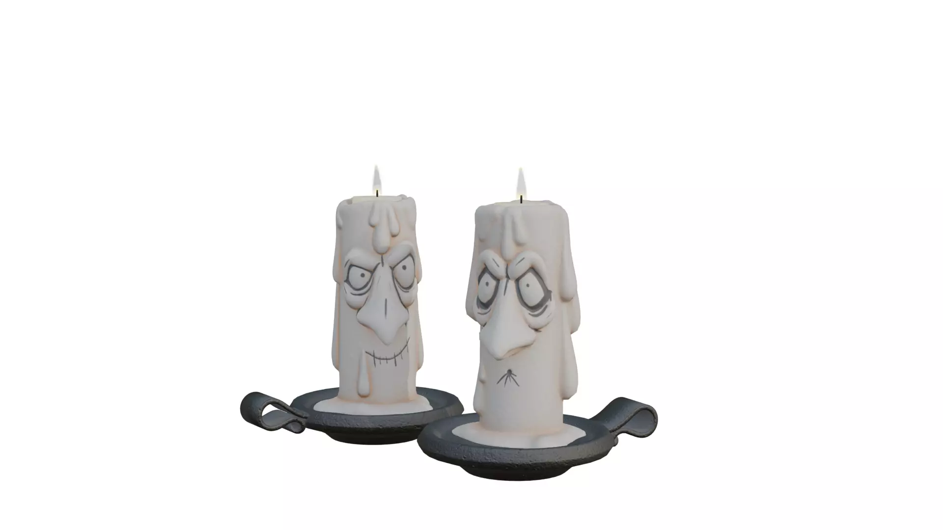 Stylized Halloween Candles Low-poly 3D model_1