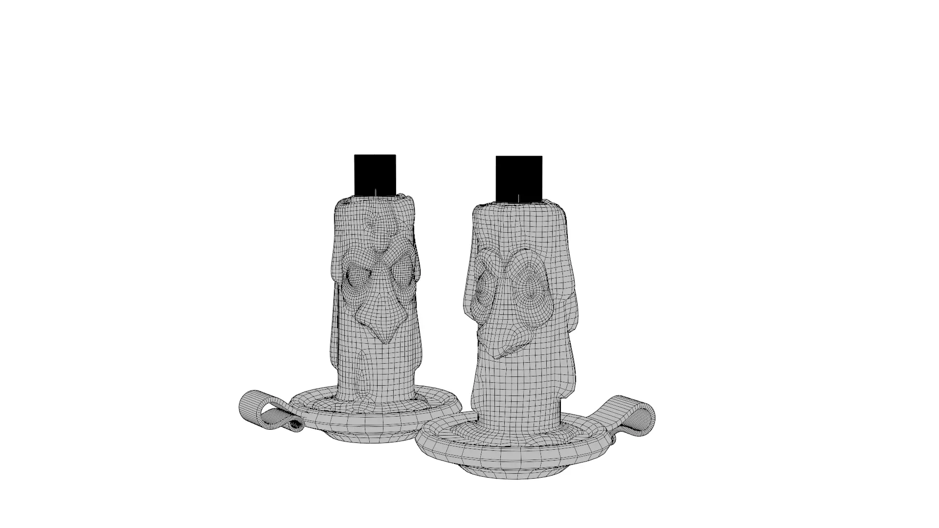 Stylized Halloween Candles Low-poly 3D model_4