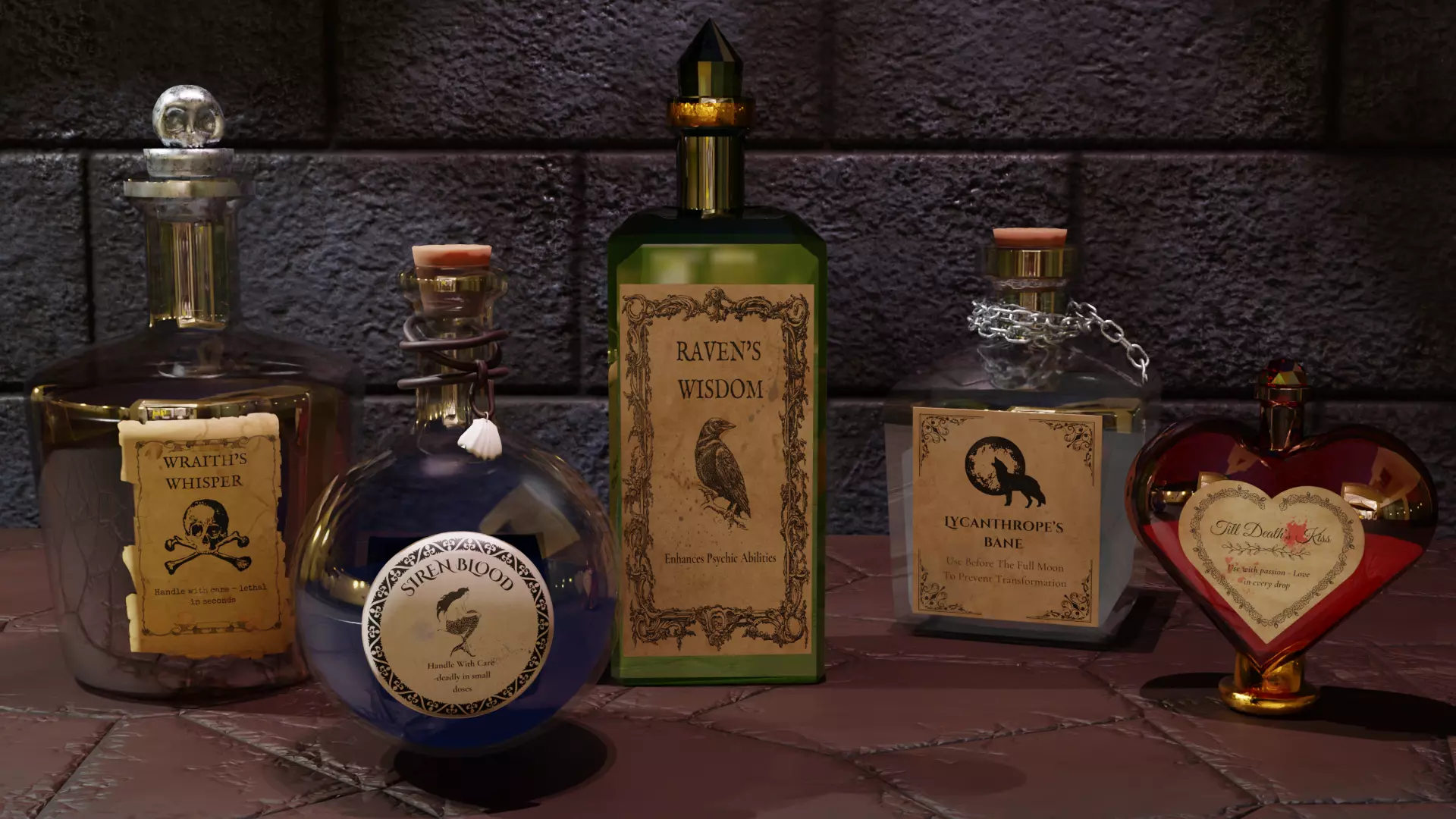 Witchy Potion Bottle Pack - Halloween Magic Set 3D model_0