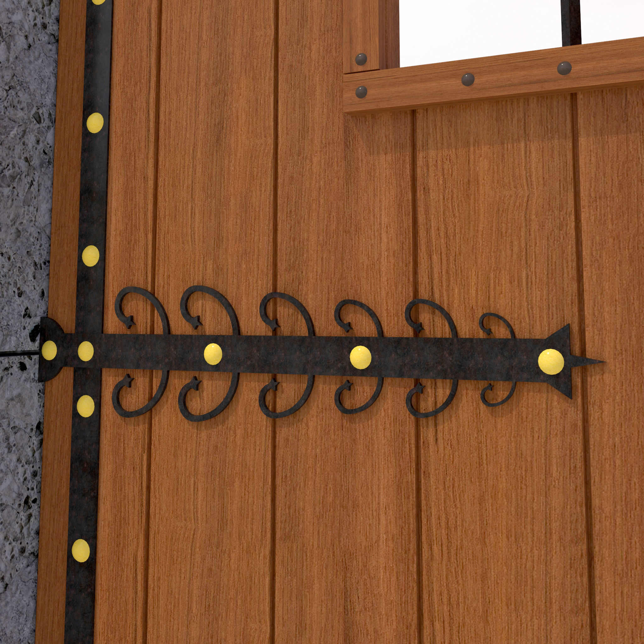 Medieval Door-01 3D model_2