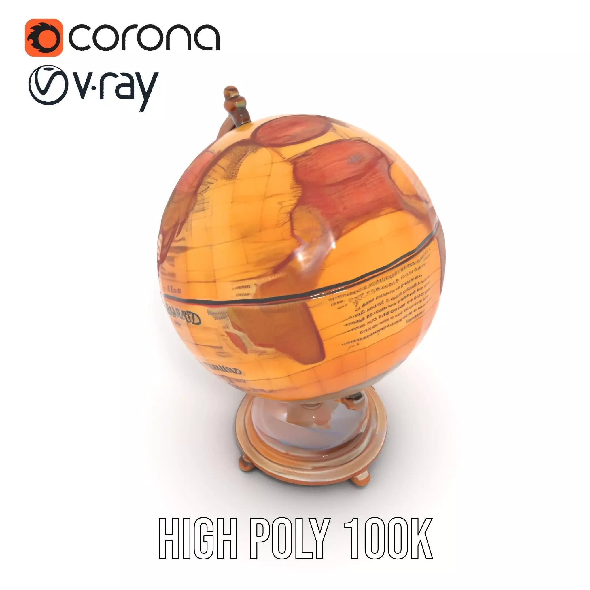 Vintage Globe model pack Low-poly 3D model_16