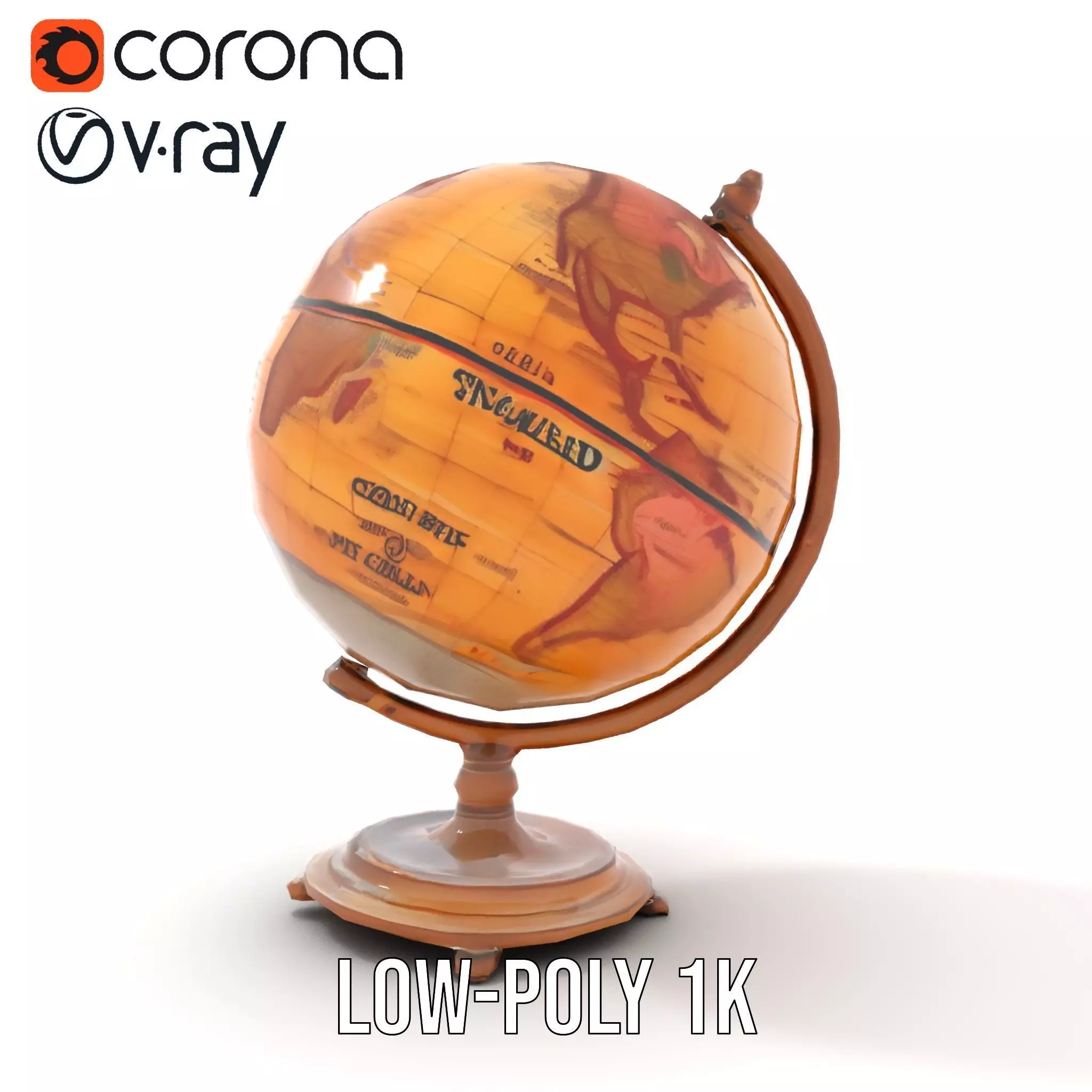 Vintage Globe model pack Low-poly 3D model_10