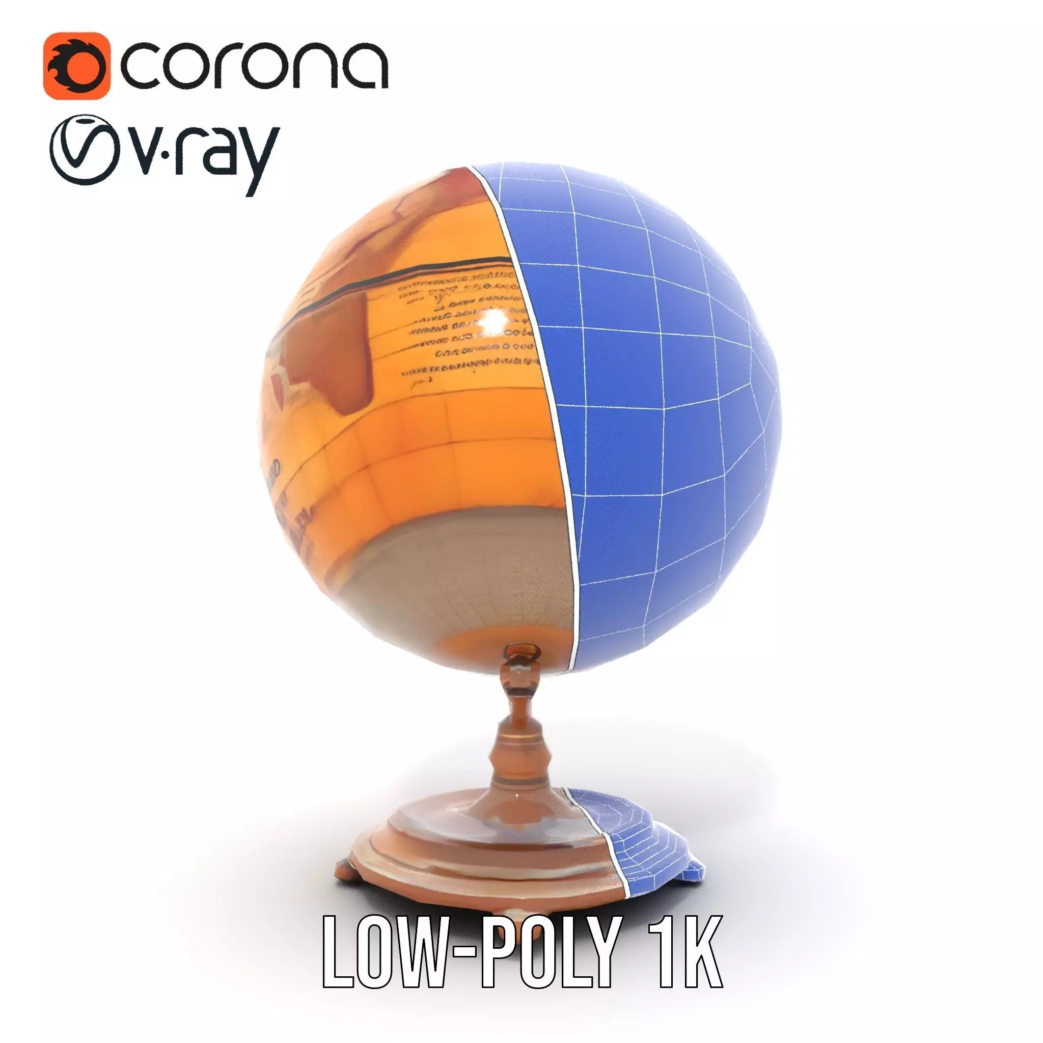 Vintage Globe model pack Low-poly 3D model_20