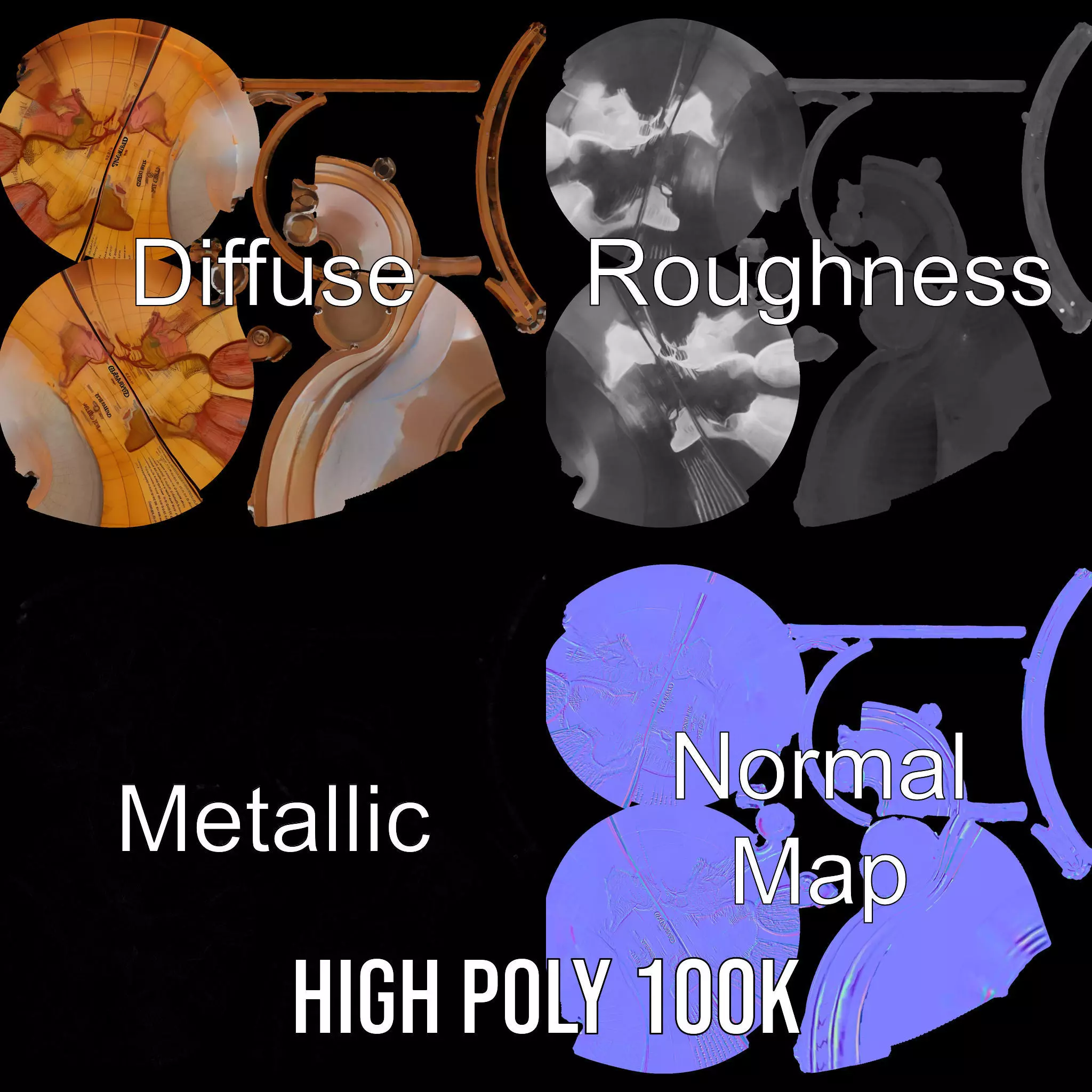 Vintage Globe model pack Low-poly 3D model_4