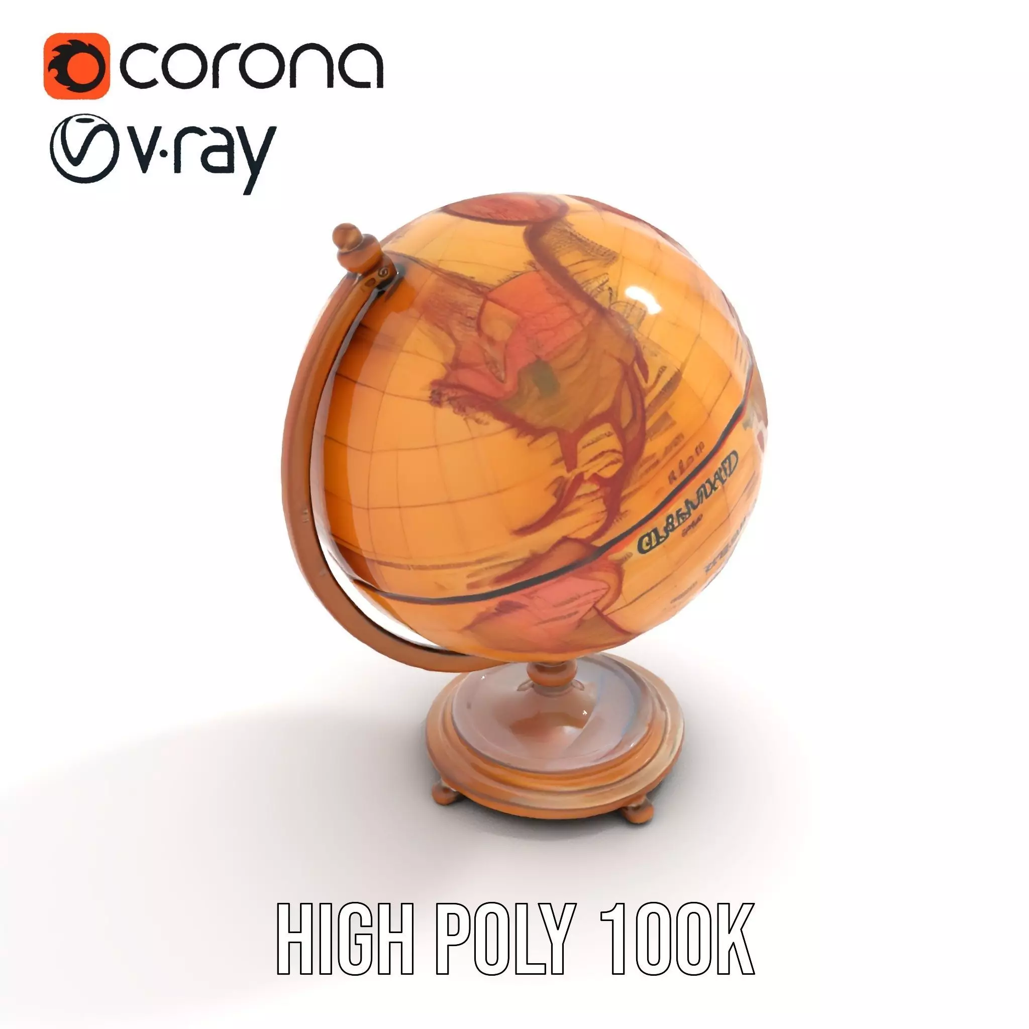 Vintage Globe model pack Low-poly 3D model_26