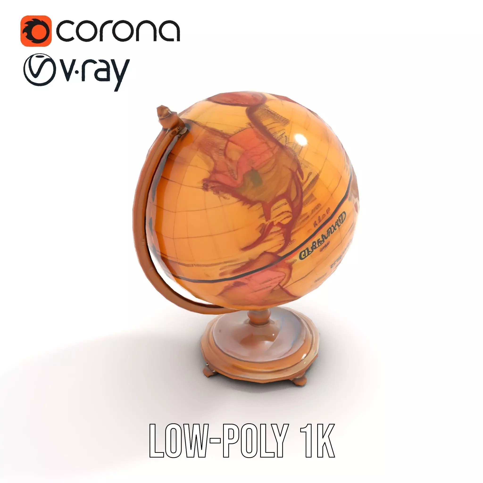 Vintage Globe model pack Low-poly 3D model_15