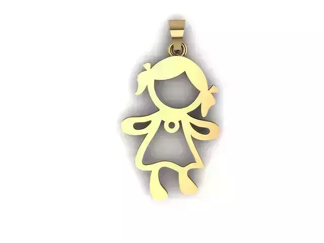 Baby Girl Silhouette Pendant  Cute Child Outline Jewelry Design