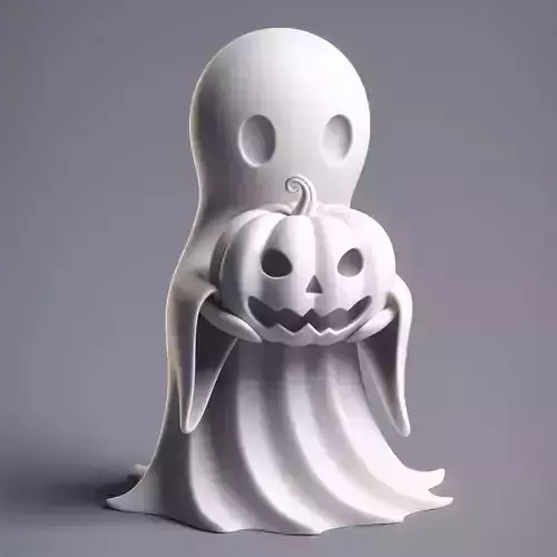 Minimal Halloween Ghost with Pumpkin Head 3D print model