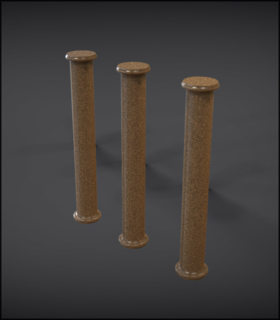 Column three pillars 3D model_2