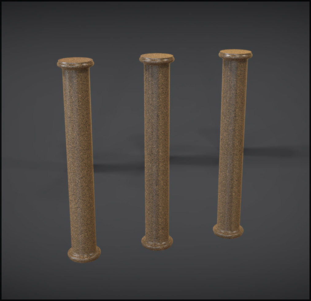Column three pillars 3D model_1