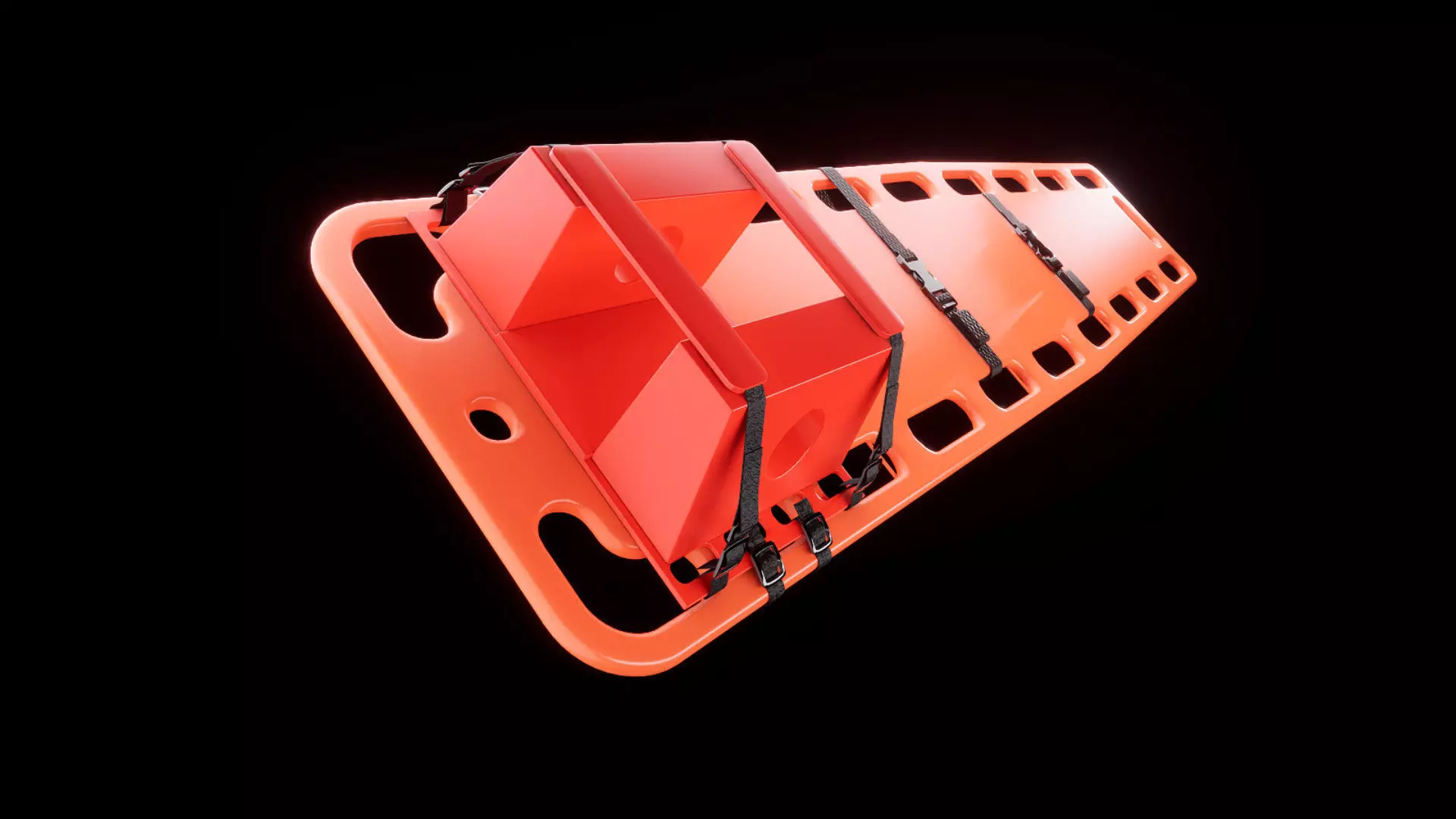 portable spine board stretcher with head stabalizer 3d model 3D model_2