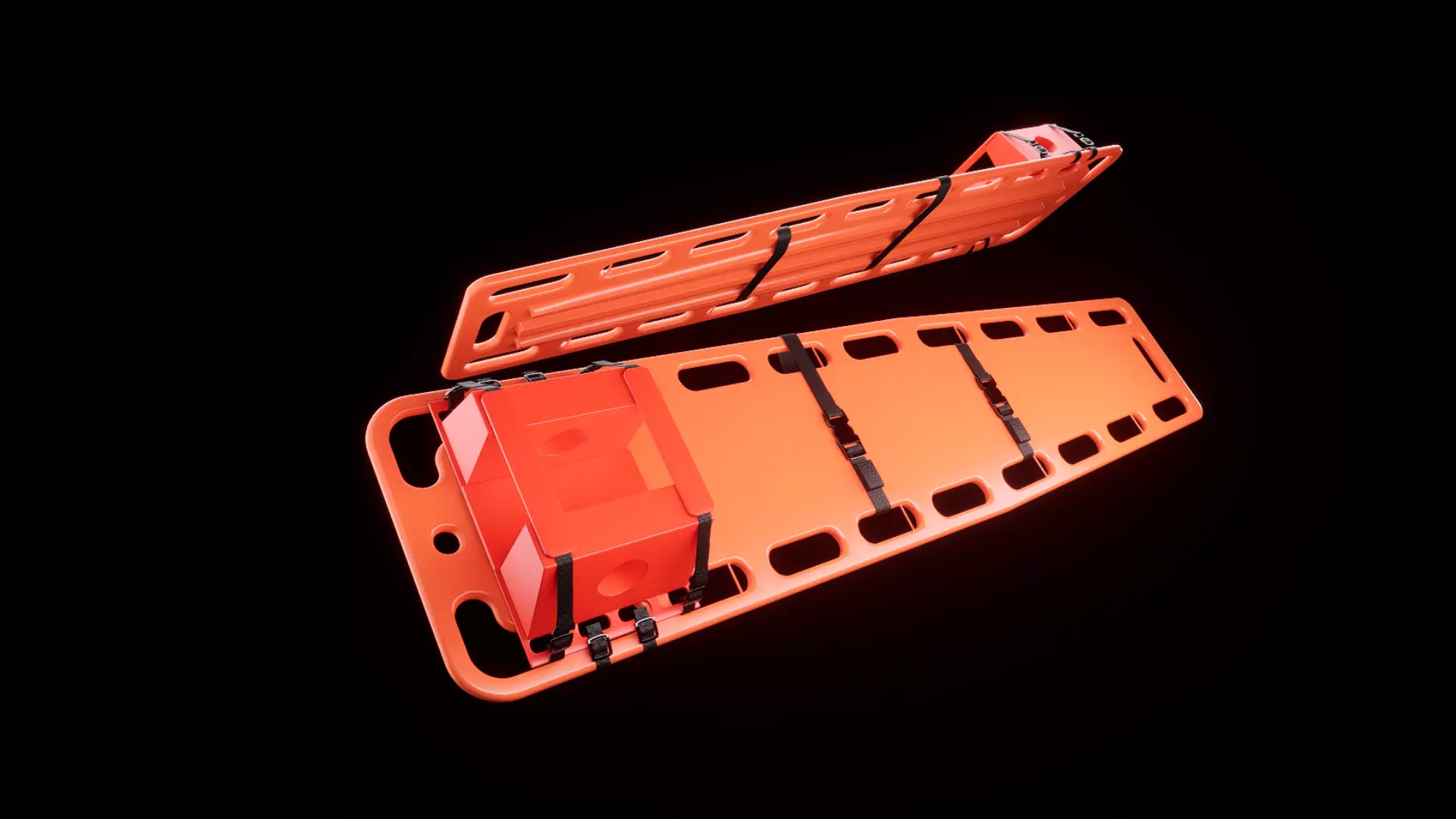 portable spine board stretcher with head stabalizer 3d model 3D model_1