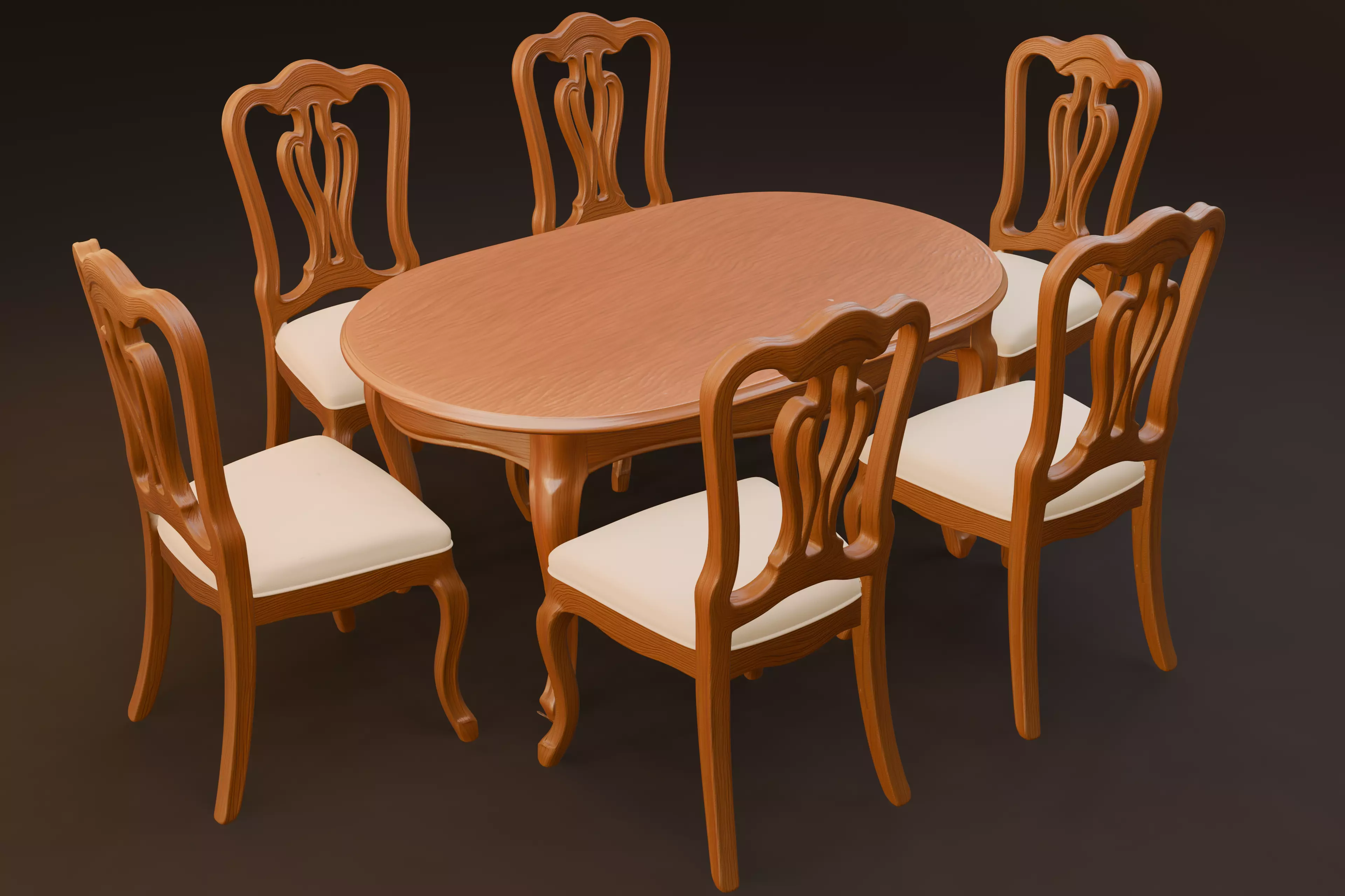 Classic Wooden Dining Room Set 3D model