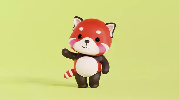 Red Panda Character Cartoon Chibi Kawaii  Rigged Animated  Low-poly 3D model