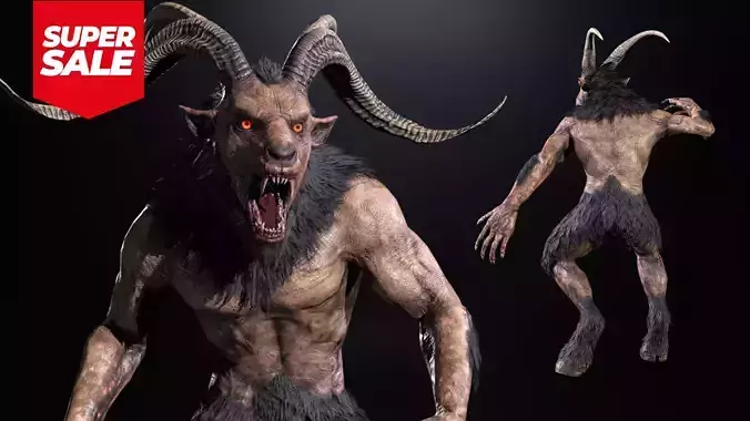 Chort Goatman Baphomet Demon Mythical Creatures Low-poly 3D model