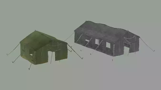Military Camp Tent Low-Poly 3D Model