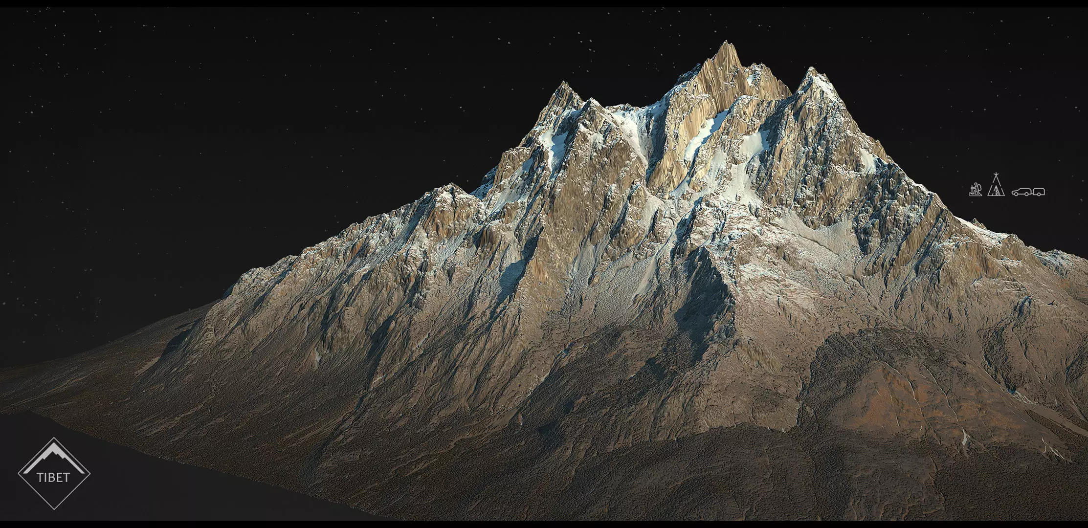 Himalayan mountains Pack - 6 Gameready Meshes Low-poly 3D model