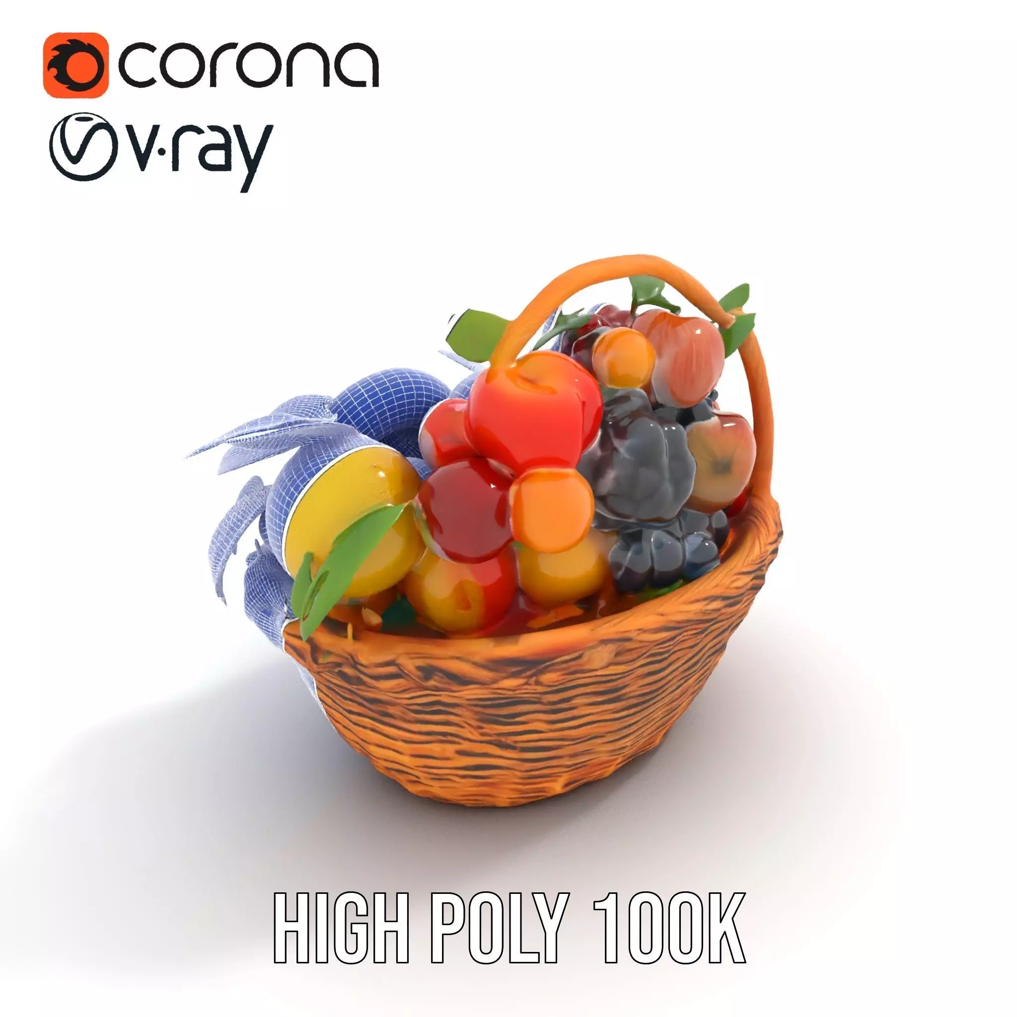 Vibrant Fruit Basket model pack Low-poly 3D model_29