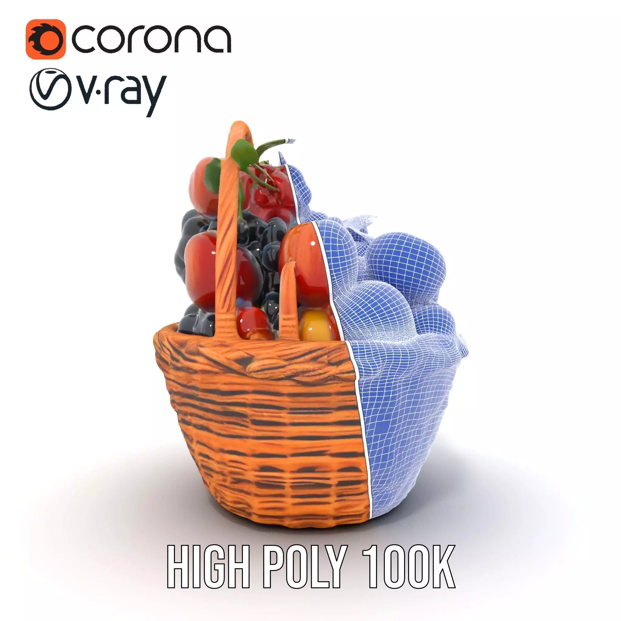 Vibrant Fruit Basket model pack Low-poly 3D model_34