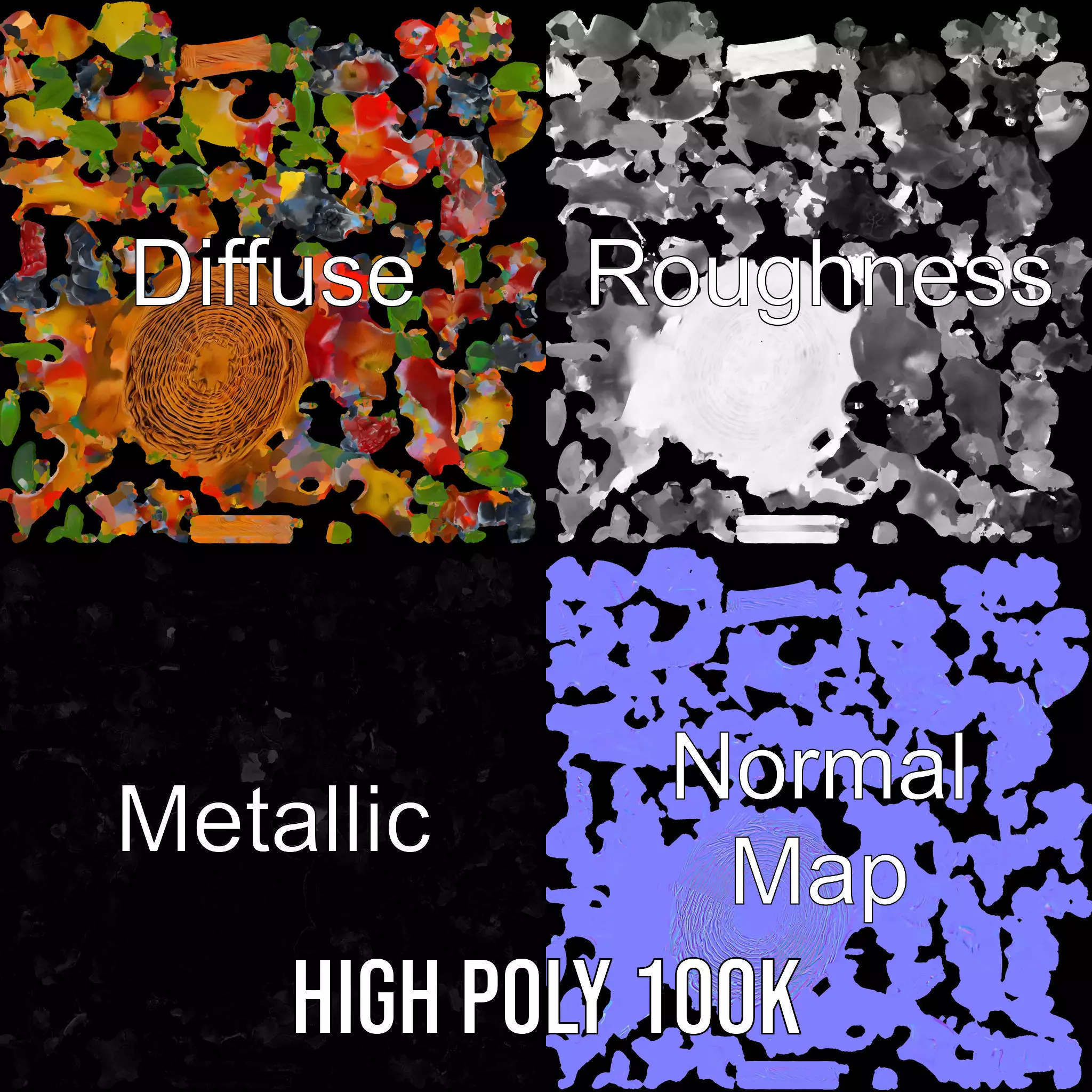 Vibrant Fruit Basket model pack Low-poly 3D model_3