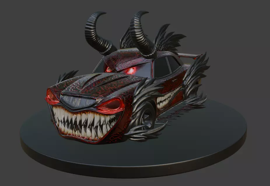 Halloween Beast Car Hellspawn Racer 3D print model_4