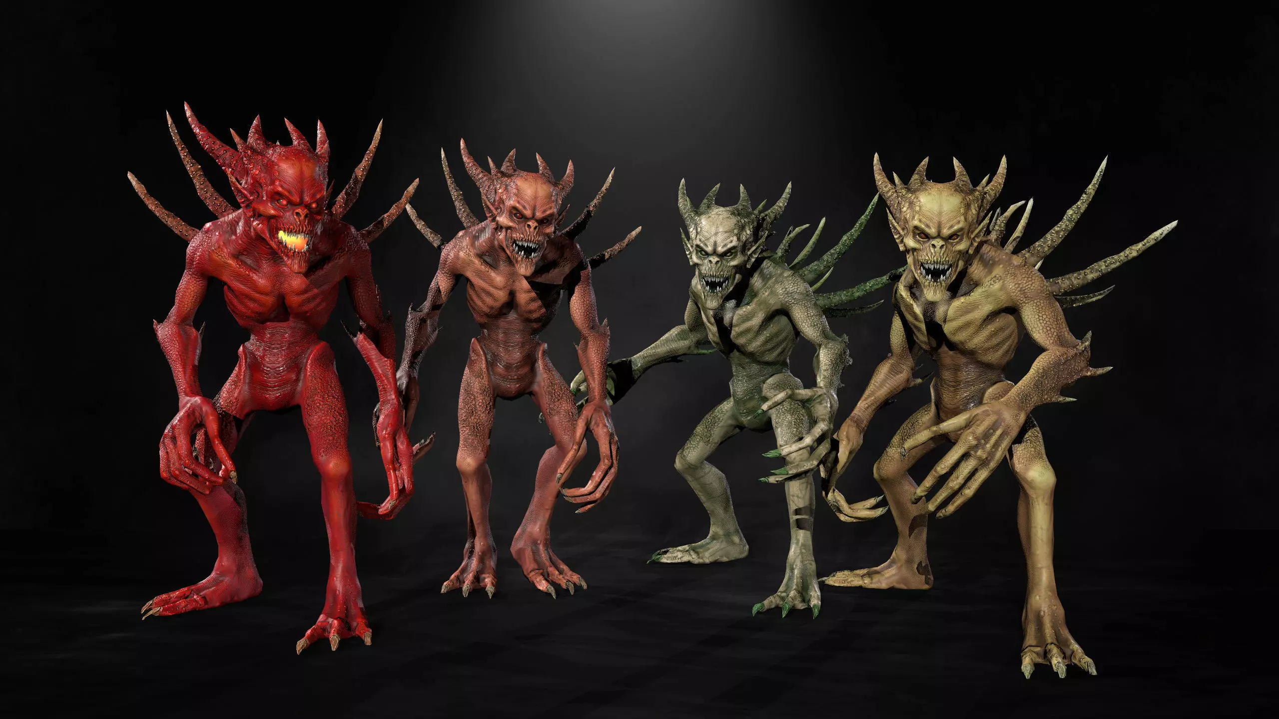 Monsters Mega Pack Horror Game Ready Bundle Low-poly 3D model_13