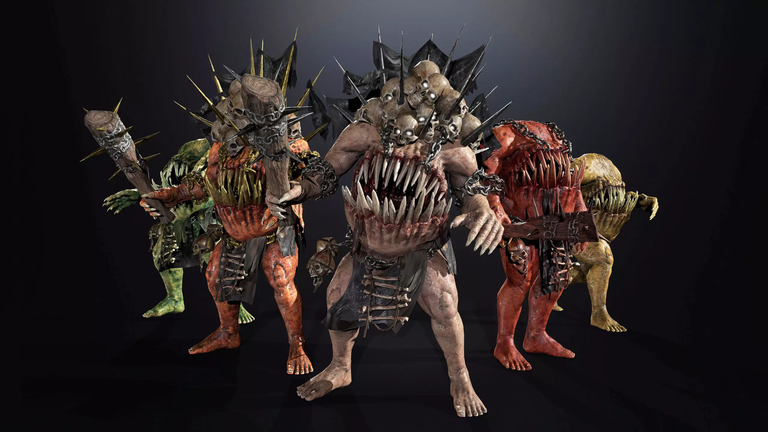 Monsters Mega Pack Horror Game Ready Bundle Low-poly 3D model_7
