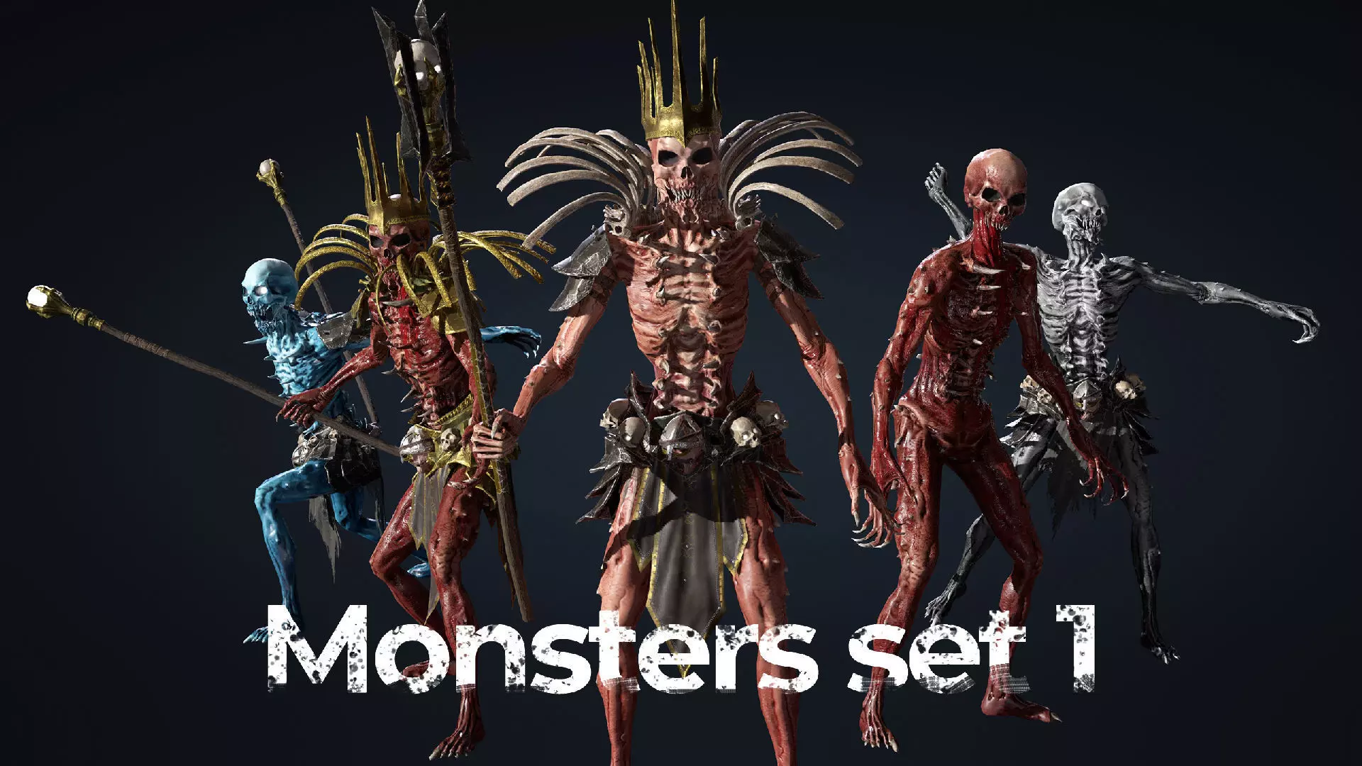 Monsters Mega Pack Horror Game Ready Bundle Low-poly 3D model_1