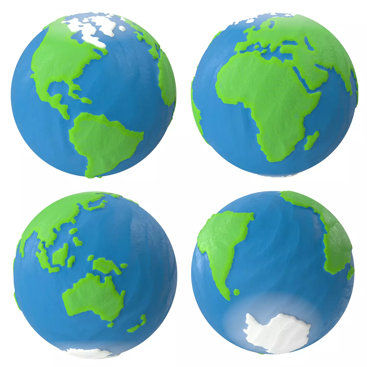 globe stylized Low-poly 3D model_0
