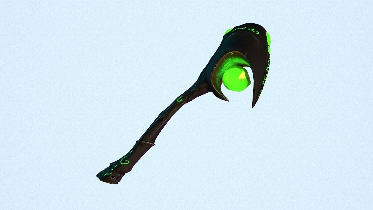 Underworld Magic Staff - Semi Low Poly weapon Low-poly 3D model_0