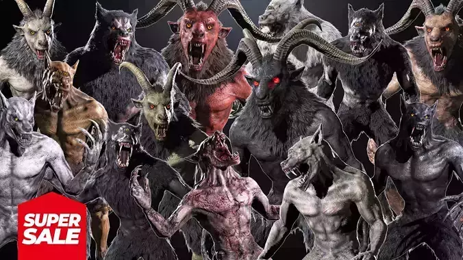 Mythical Monster Pack Game Ready Bundle Characters Low-poly 3D model