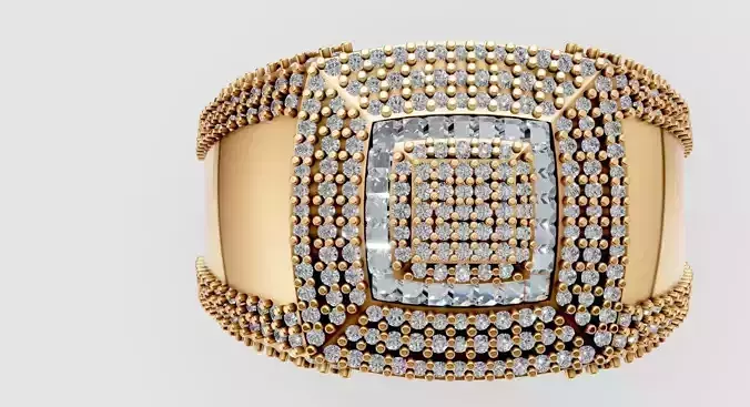 Mens Square Diamond Ring