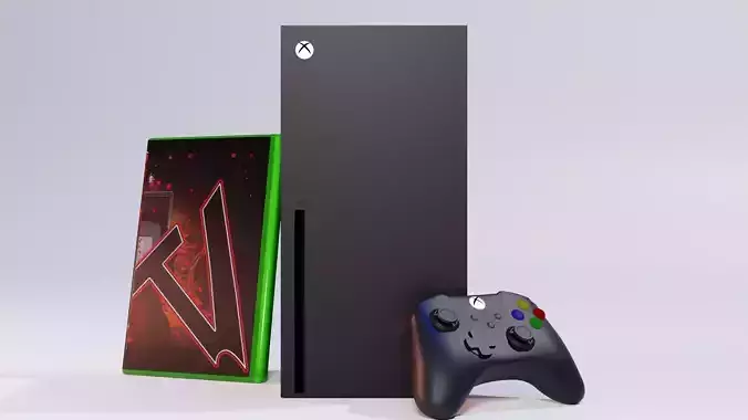 Xbox series x with controller and game case