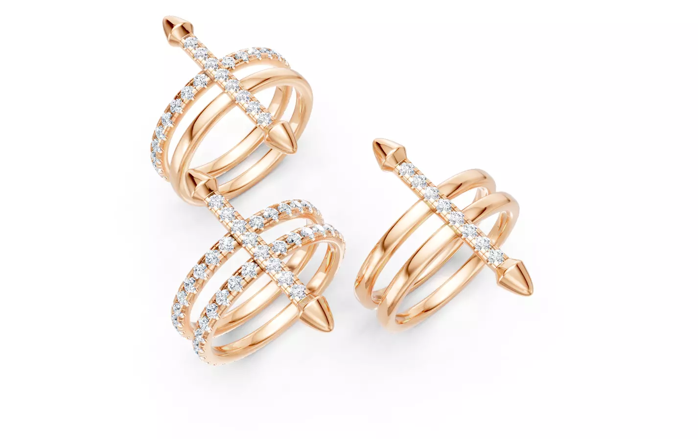 Cross Double Band Ring 3D print model_2