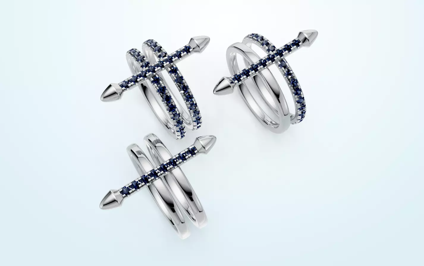 Cross Double Band Ring 3D print model_0