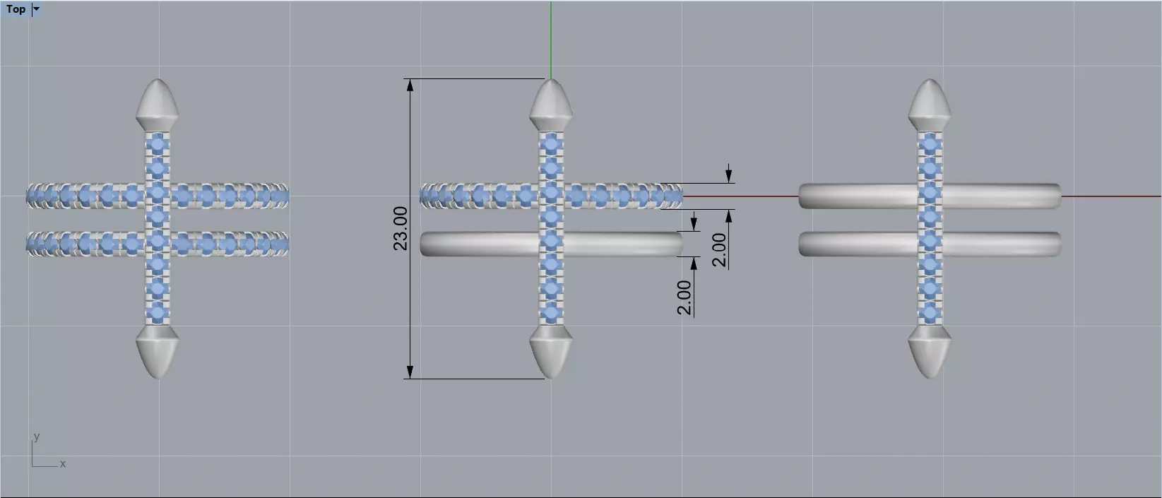 Cross Double Band Ring 3D print model_6
