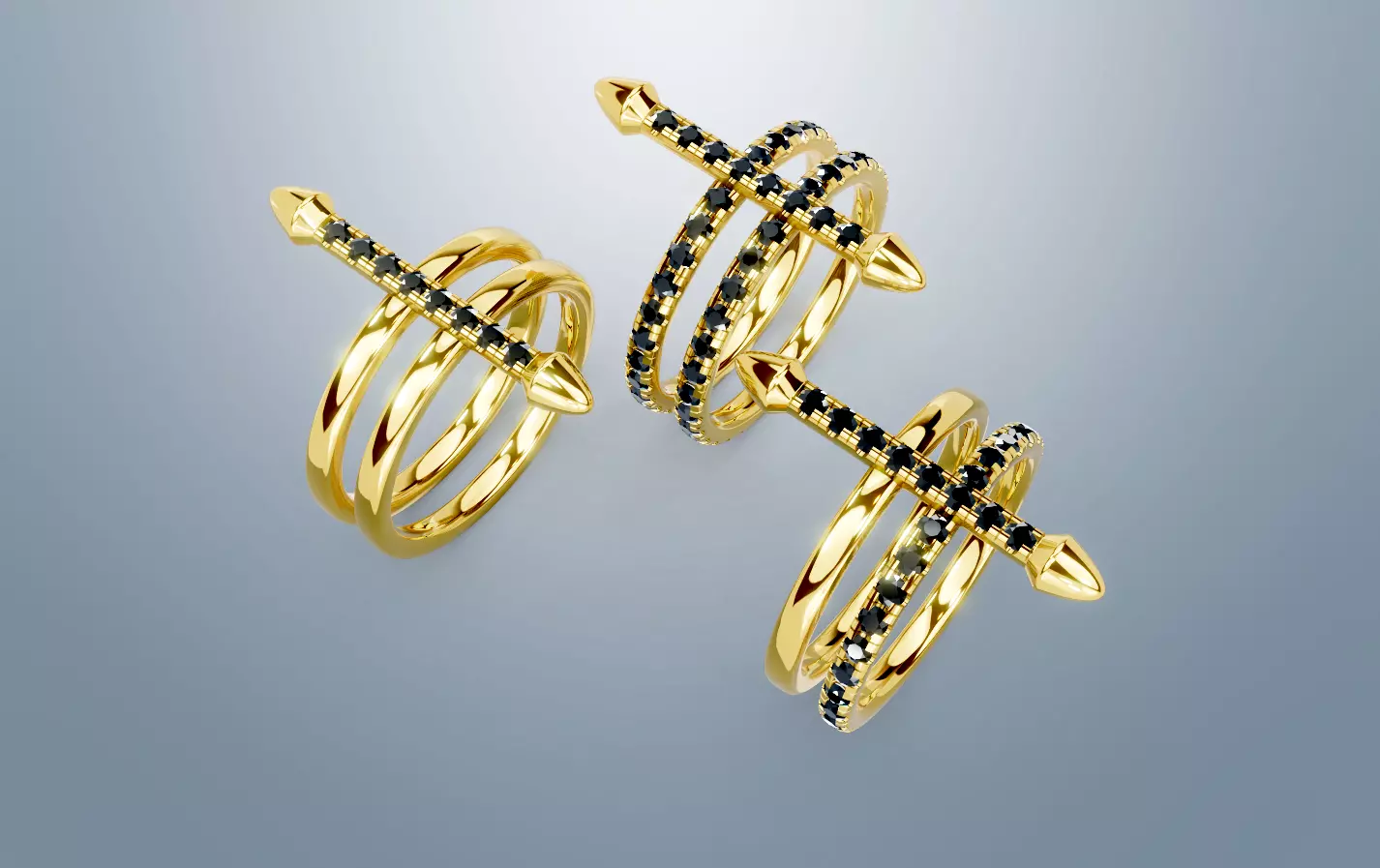 Cross Double Band Ring 3D print model_1