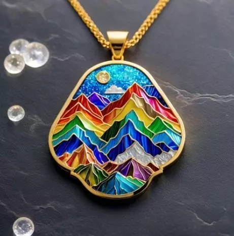 Beautiful colorful mountains pendant 3D print model_0