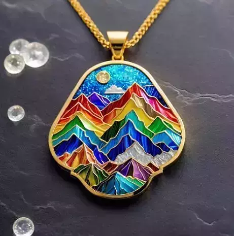 Beautiful colorful mountains pendant